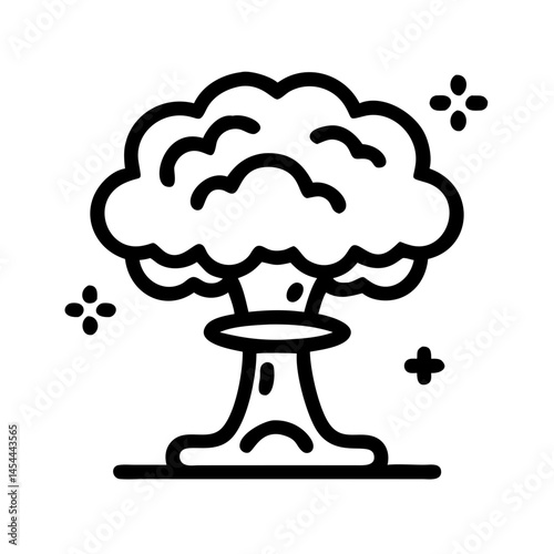 Nuclear Explosion Icon Representing Atomic Detonation and Catastrophic Event