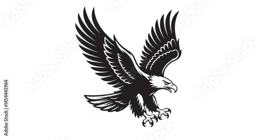 Flying Eagle Logo - Powerful Bird of Prey Vector Design"Soaring Bald Eagle Artwork