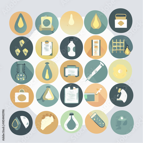 cohesive set of modern, flat-style vector icons business medical health illustration icons stickers