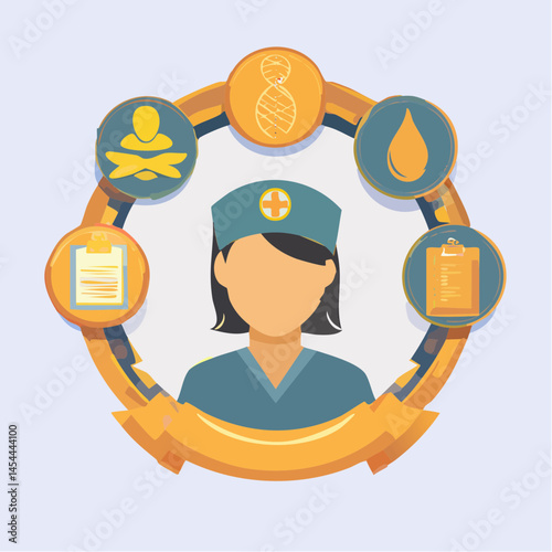 cohesive set of modern, flat-style vector icons business medical health illustration icons stickers
