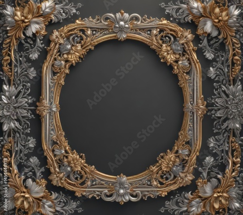 Intricate gold & silver floral frame, vintage design , refined, stylish