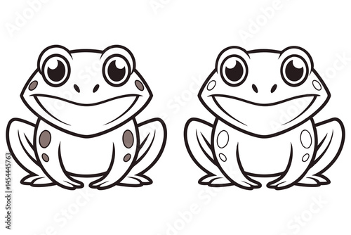Two friendly frog outlines sit side by side with simple designs isolated on white