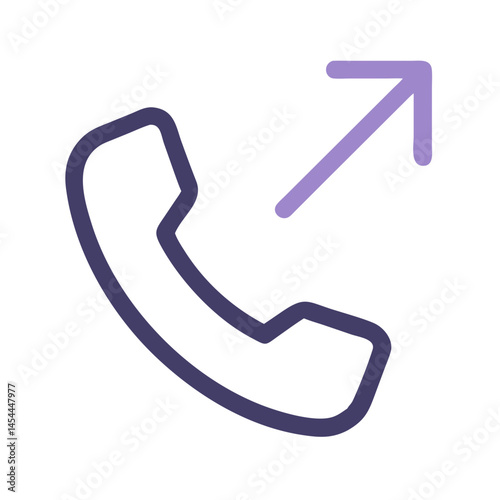 Outgoing Call Arrow Icon Representing Dialed Call and Communication Connection