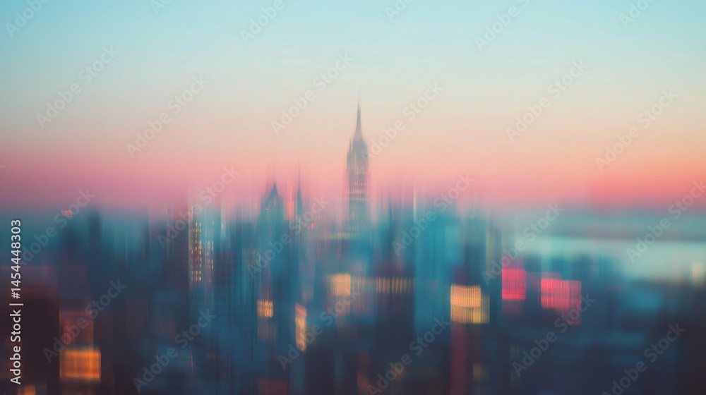 Obraz premium Blurry cityscape at dawn