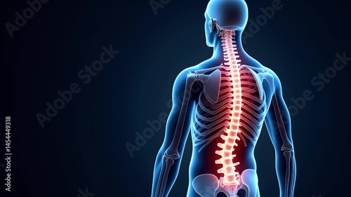 Detailed Anatomical View of the Human Spinal Column and Intervertebral Discs, Illustrating Skeletal Structure for Educational Purposes