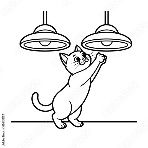Naughty Black Outline Cat Vector for Coloring Pages, Funny Kitten Design