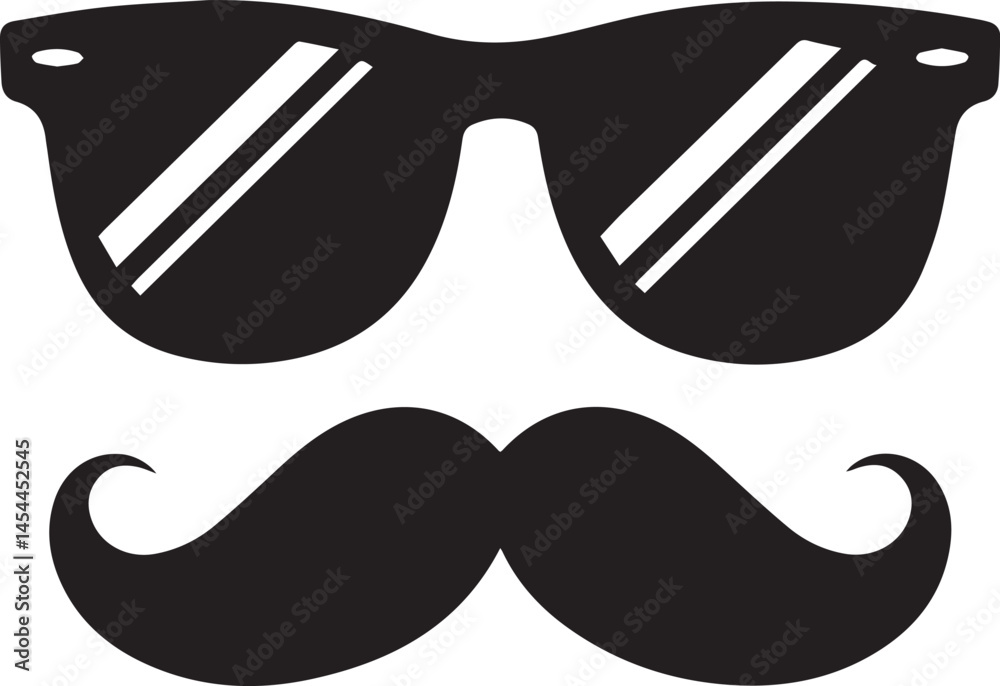 Sunglasses and Mustache Icon - Retro Style Face


