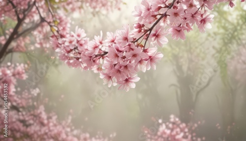 Wallpaper Mural Delicate pink sakura petals drift against a softly blurred spring background ,  blossom,  elegant Torontodigital.ca