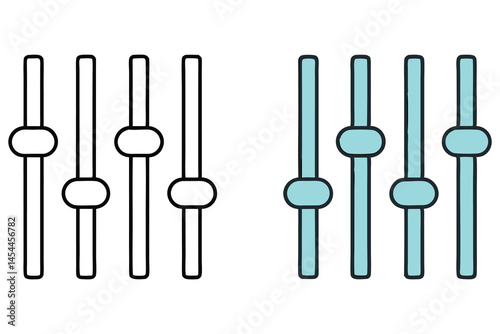 Several equalizer controls on a white backdrop show different slider placements, and background is transparent