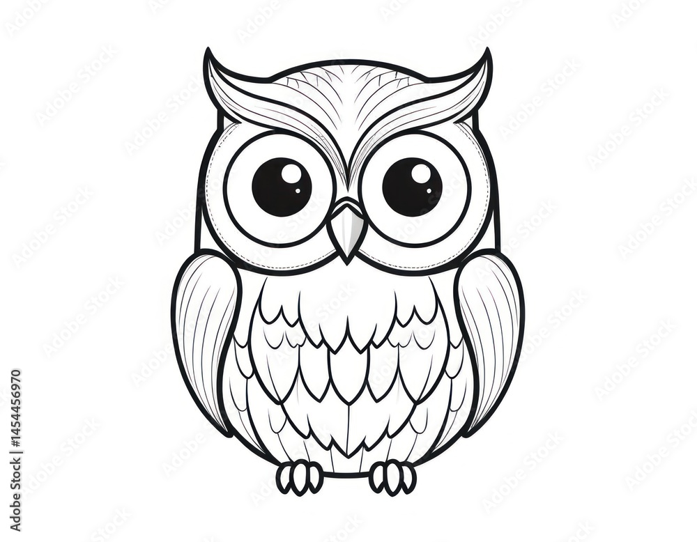 Fototapeta premium Cute Line Art Owl