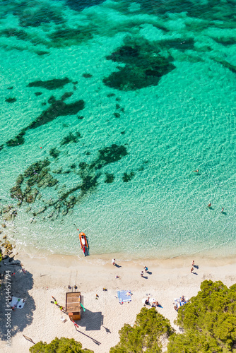 Obraz na płótnie Aerial view of Playa de Formentor at Cala Pi de la Posada bay in Mallorca w salonie