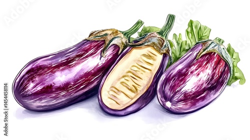 Wallpaper Mural Hand-drawn illustration of three purple eggplants. Torontodigital.ca