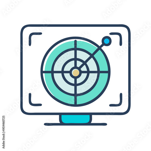 Radar Screen Icon Representing Object Tracking and Detection System
