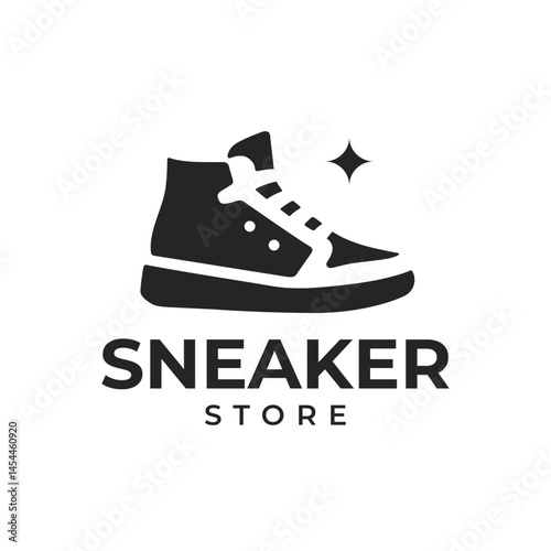 A modern and stylish logo featuring a sneaker with a shining effect, perfect for sneaker shops, footwear brands, or sports apparel stores aiming for a fresh, trendy look.