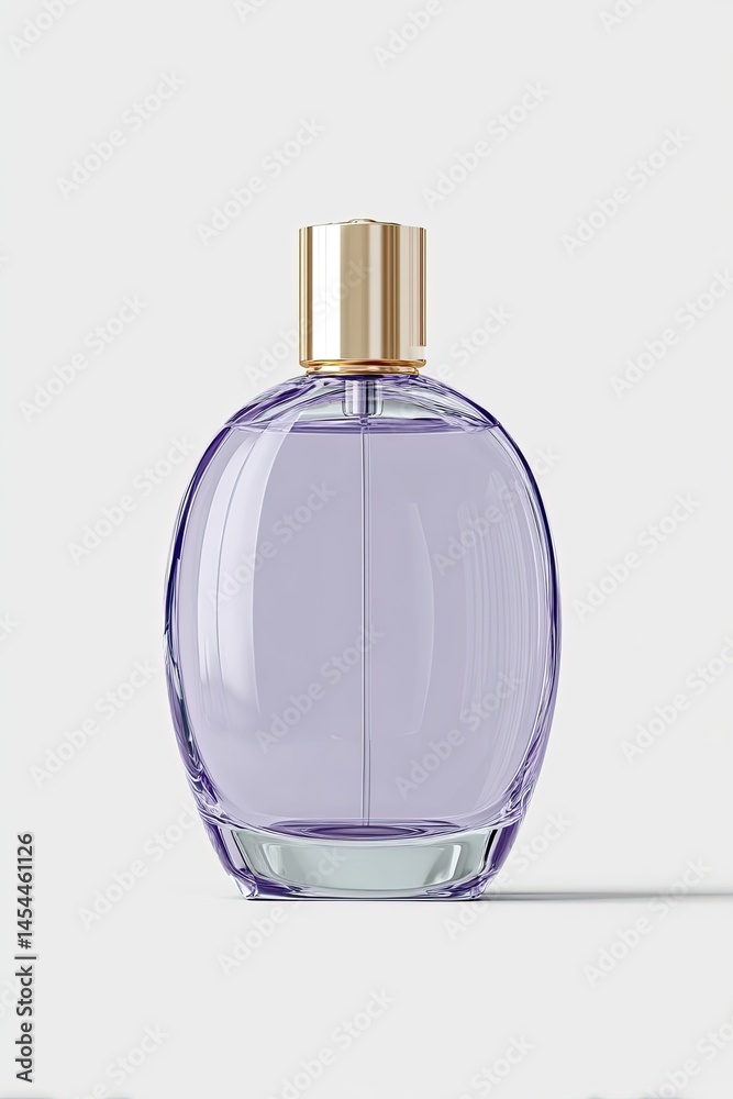 Elegant lavender bottle with sleek design and golden cap, exudin Elegant lavender bottle with sleek design and golden cap, exudin