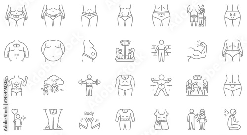 Body Transformation Icons Weight Loss Fitness and Health Journey