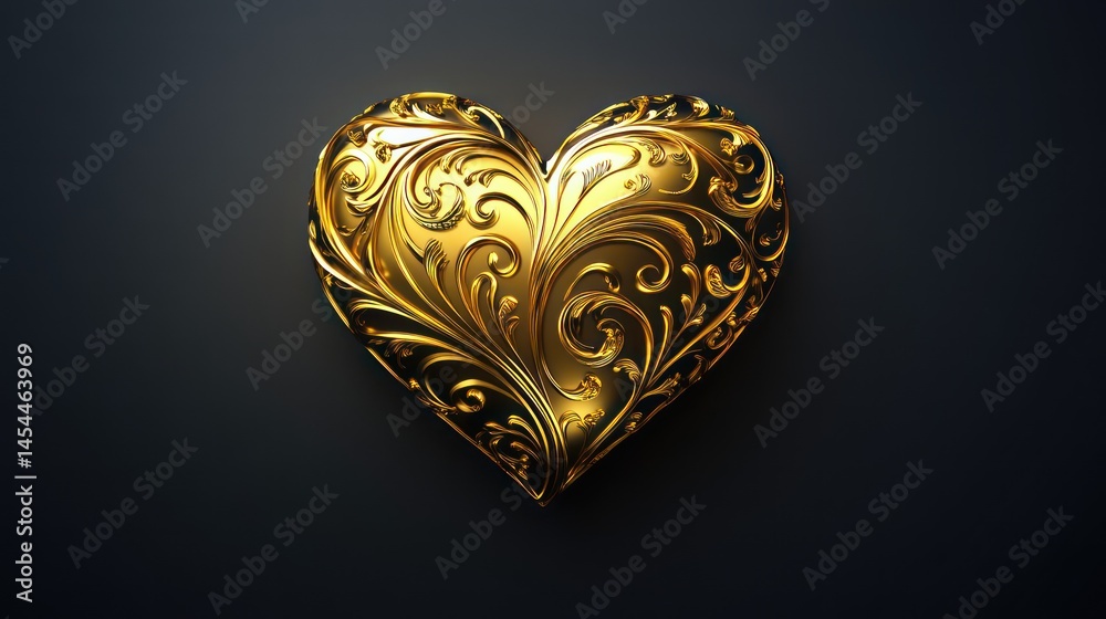 Golden heart with intricate design Golden heart with intricate design