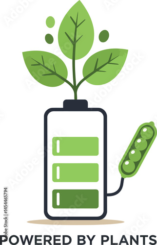 Plant Powered Battery Illustration for Eco Friendly Energy and Sustainable Living Designs 