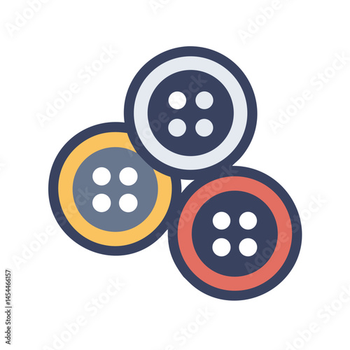 Sewing Buttons Icon Representing Garment Fasteners and Clothing Accessories