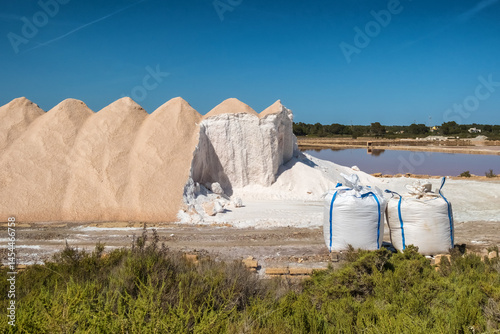 Obraz na płótnie Piles of sea salt in Salinas de Es Trenc, Mallorca, Balearic Islands, Spain w salonie