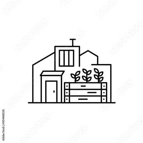 Modern house with planters in minimalist style  