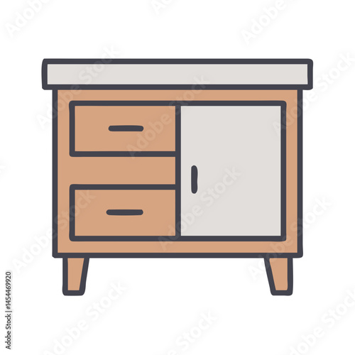 Side Cabinet with Drawer Icon Representing Living Room Storage Furniture