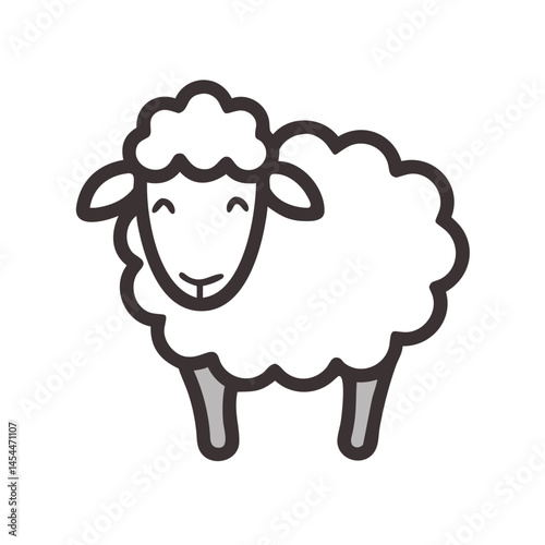 Vector icon of a happy sheep standing
