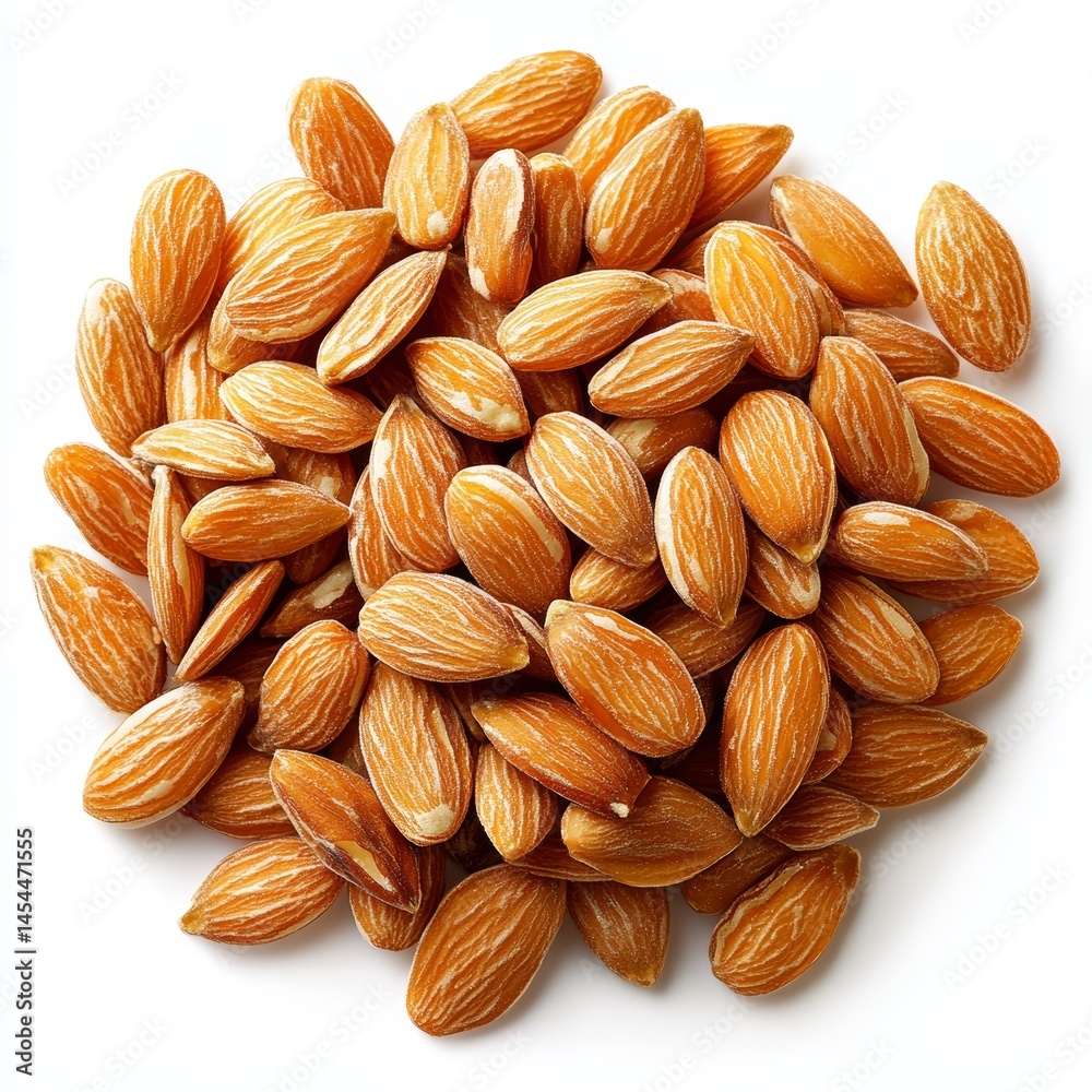 Fototapeta premium Heap of Roasted Almonds, Close-Up Studio Shot