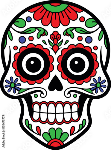 Day of the Dead Sugar Skull - Colorful Floral Calavera

