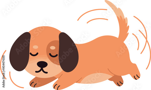 Cute brown dog wagging tail vector illustration for t-shirt prints and pet projects 