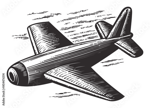 Vintage Hand-Drawn Airplane Illustration in Retro Style Design