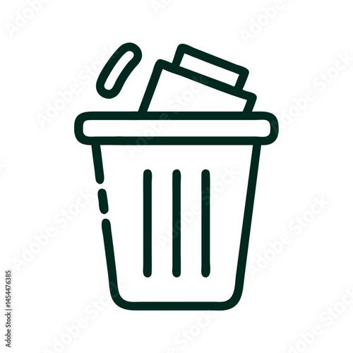 Trash Bin Icon Representing Office Waste Disposal and Cleanliness