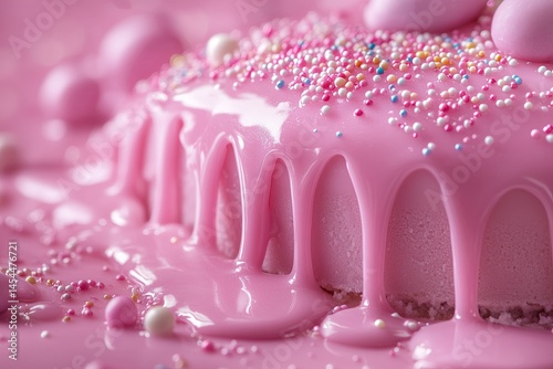 Pink Dripping Glaze with Sprinkles, Background, Dessert