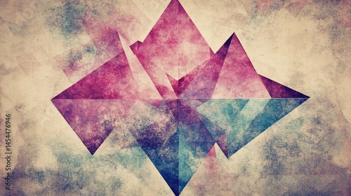 Abstract geometric composition featuring triangles with textured surfaces