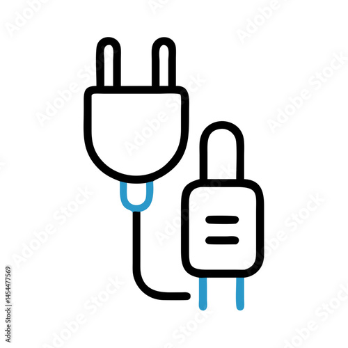 Two-Pin Plug Icon Representing Power Connection and Electrical Supply