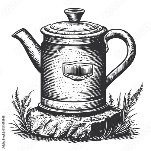 Vintage Teapot Illustration in Detailed Engraved Style for Classic Design