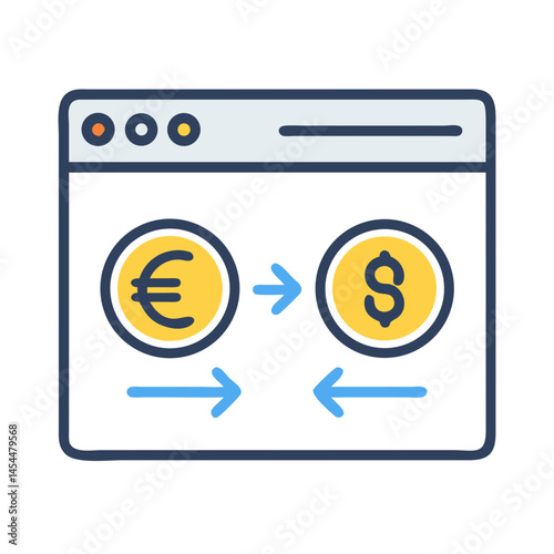 Web Interface with Currency Transfer Icon Representing Online Money Exchange System