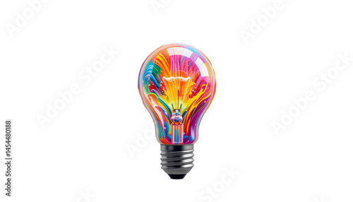 colorful light bulb isolated on transparent background 