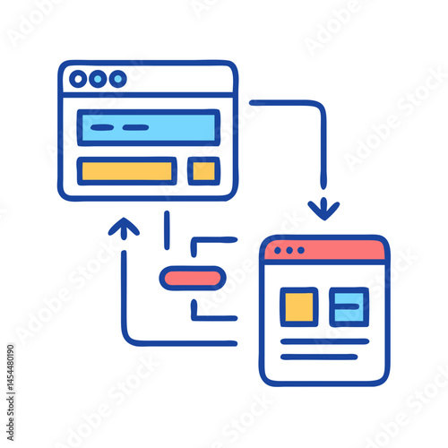 Website Flowchart Diagram Icon Representing Transaction Process Structure