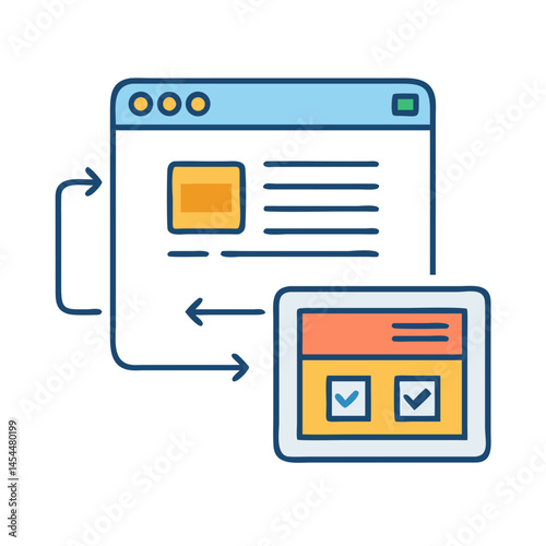 Website Flowchart Diagram Icon Representing Transaction Process Structure