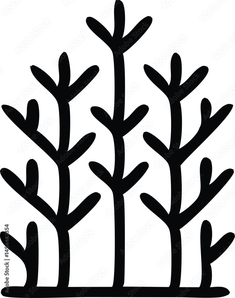 A versatile vector silhouette of a tree with delicate branches and leaves, ideal for nature and floral designs A versatile vector silhouette of a tree with delicate branches and leaves, ideal for nature and floral designs