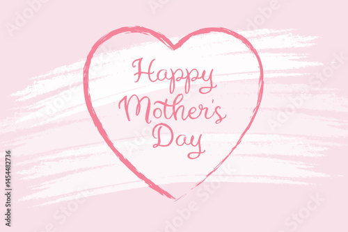 Hand Drawn Heart with Happy Mother's Day Lettering on Pastel Background