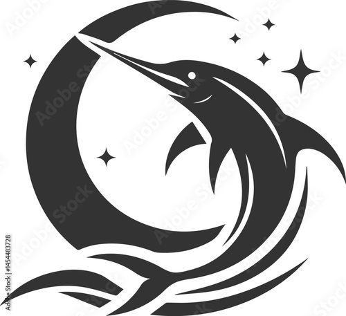 Marlin fish silhouette vector