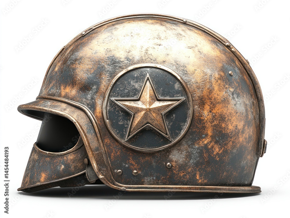 Obraz premium Worn, ornate metal helmet, detailed design