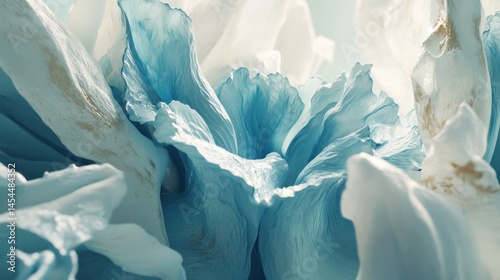 Wallpaper Mural Close-up of Light Blue and White Peony Petals Torontodigital.ca