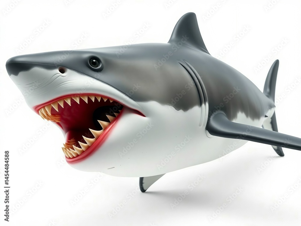 White shark marine predator big open mouth. 3D rendering White shark marine predator big open mouth. 3D rendering