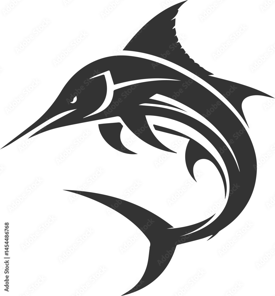 Fototapeta premium Marlin fish silhouette vector