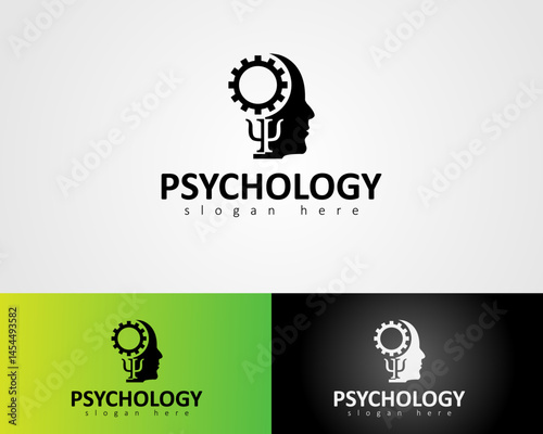 psychology logo design with a face concept containing psychology symbols