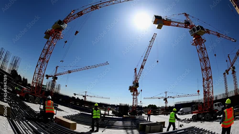 Timelapse of workers on busy construction site