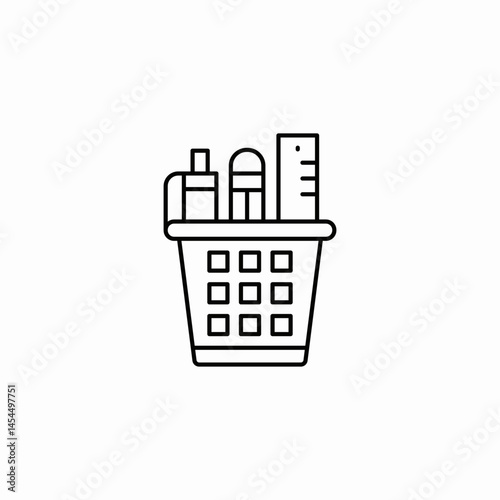 desk organizer supplies icon sign vector